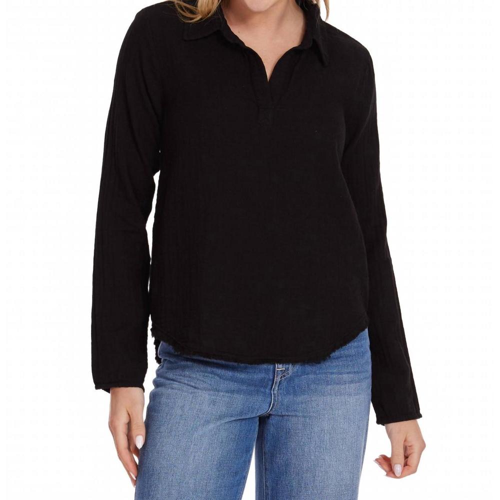 NEW MODODOC easy long sleeve polo in black